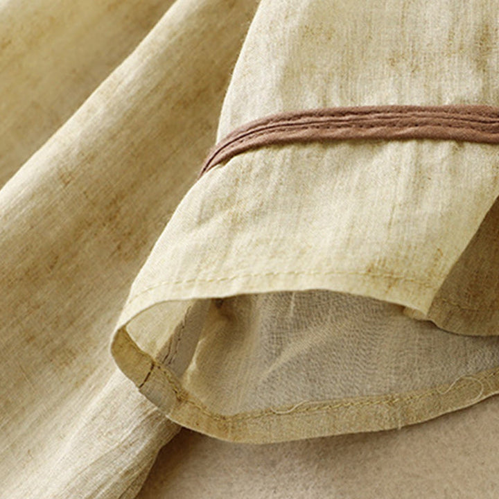 Robe mi-longue d'été décontractée brodée à col montant et manches trois-quarts en acrylique avec Buddha Stones - image 13