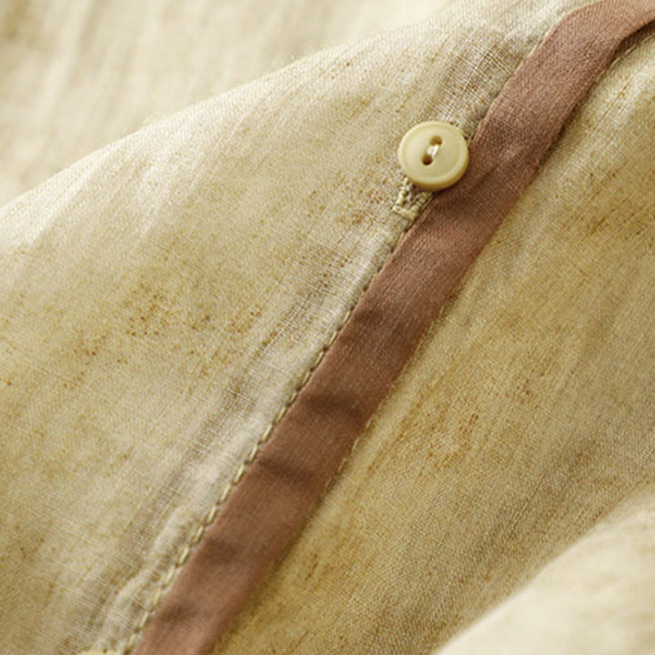 Robe mi-longue d'été décontractée brodée à col montant et manches trois-quarts en acrylique avec Buddha Stones - image 15