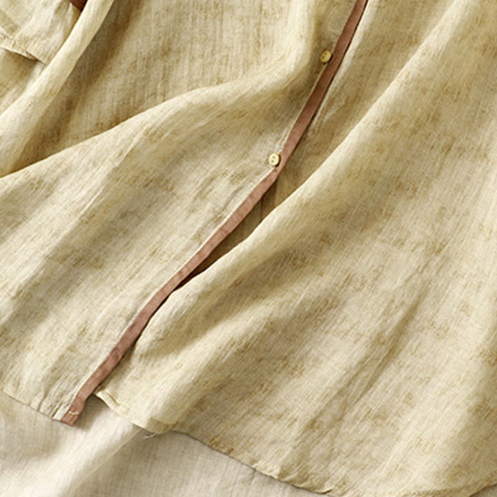 Robe mi-longue d'été décontractée brodée à col montant et manches trois-quarts en acrylique avec Buddha Stones - image 14