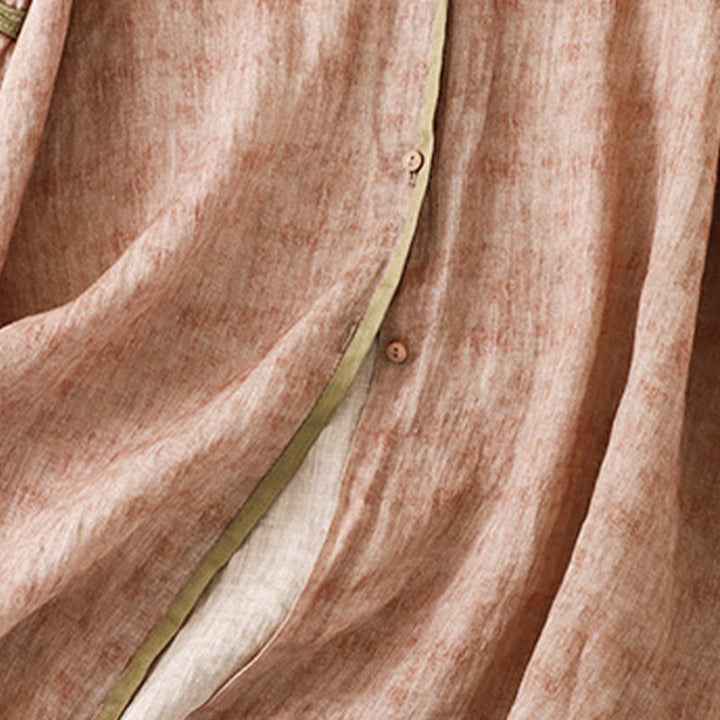 Robe mi-longue d'été décontractée brodée à col montant et manches trois-quarts en acrylique avec Buddha Stones - image 22