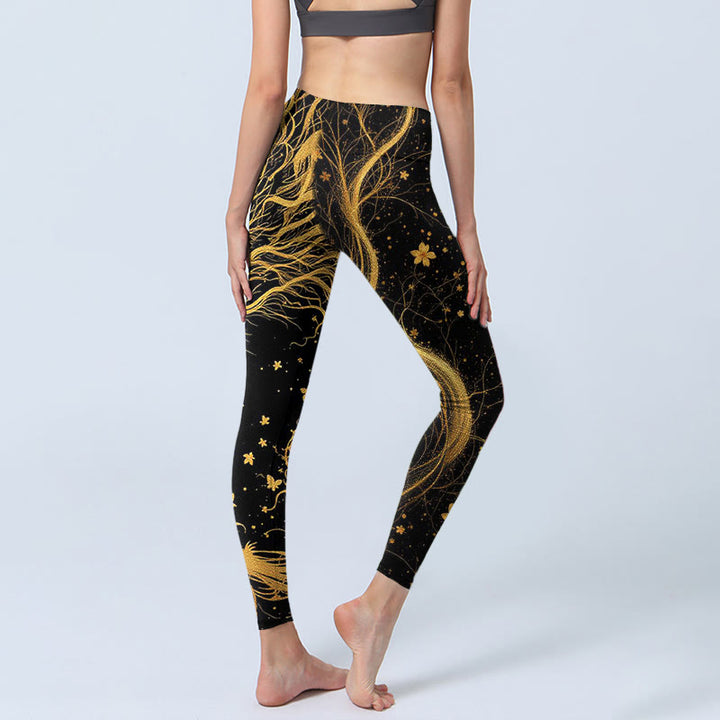 Leggings de sport à imprimé dragon doré et Buddha Stones pour femme - image 4