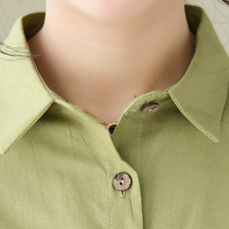 Robe mi-longue décontractée d'été à boutons Buddha Stones et col montant, manches trois-quarts, en acrylique, avec poches - image 6