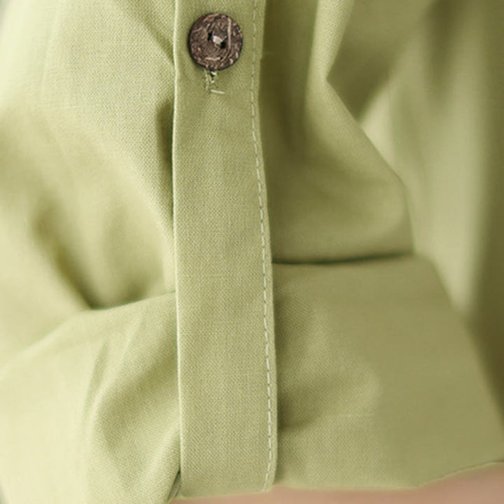 Robe mi-longue décontractée d'été à boutons Buddha Stones et col montant, manches trois-quarts, en acrylique, avec poches - image 8