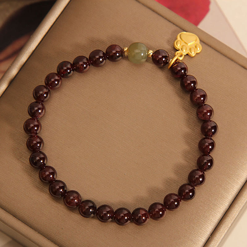Bracelet de purification en perles de jade Hetian, grenat et patte de chat, Buddha Stones