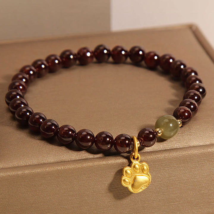 Bracelet de purification en perles de jade Hetian, grenat et patte de chat, Buddha Stones