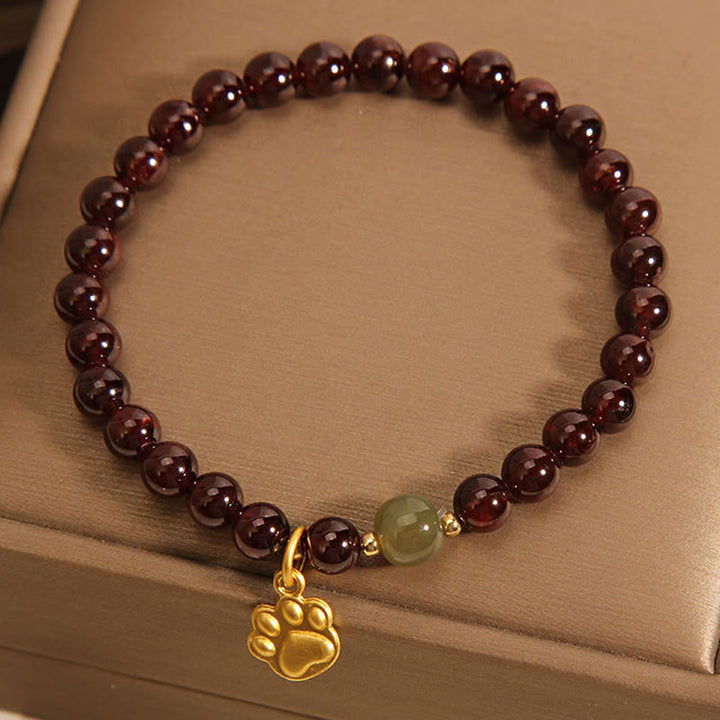Bracelet de purification en perles de jade Hetian, grenat et patte de chat, Buddha Stones