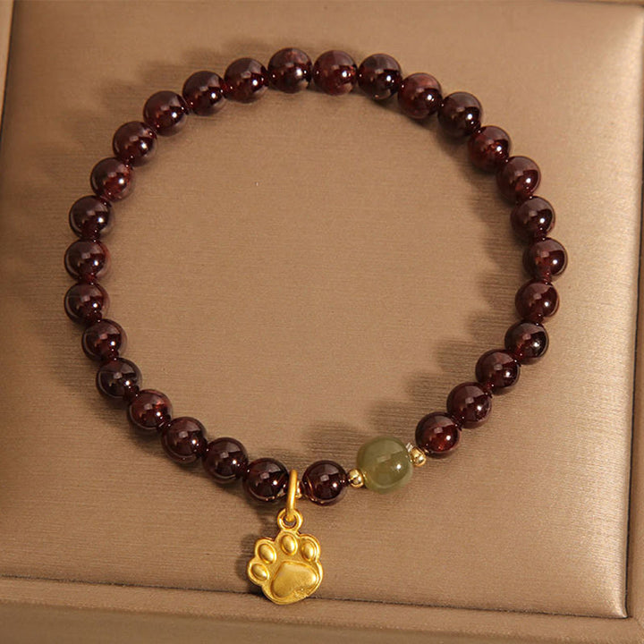 Bracelet de purification en perles de jade Hetian, grenat et patte de chat, Buddha Stones