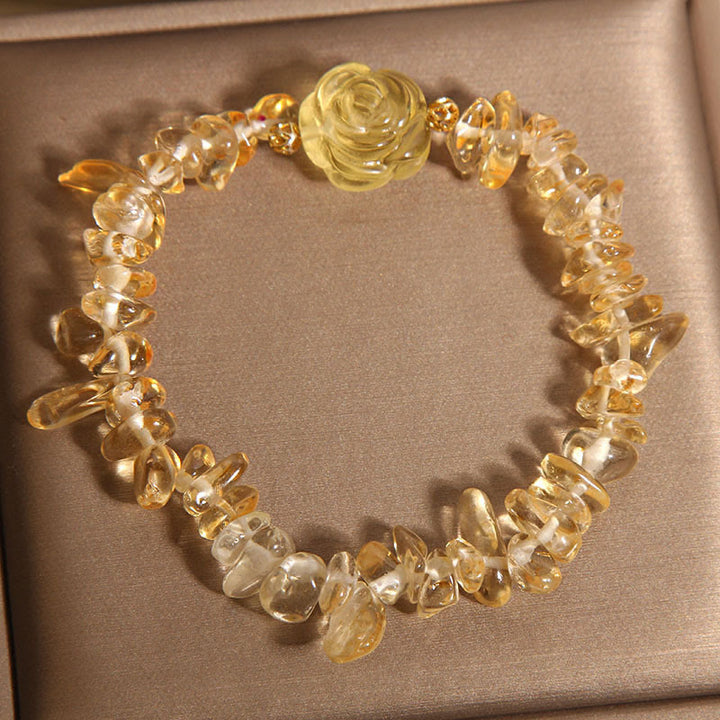 Bracelet de plaisir en perles irrégulières de citrine naturelle et Buddha Stones