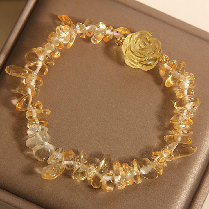 Bracelet de plaisir en perles irrégulières de citrine naturelle et Buddha Stones
