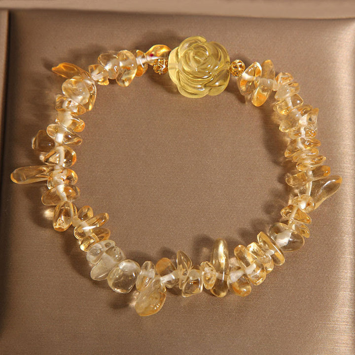 Bracelet de plaisir en perles irrégulières de citrine naturelle et Buddha Stones
