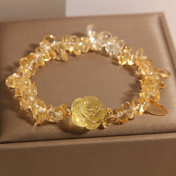 Bracelet de plaisir en perles irrégulières de citrine naturelle et Buddha Stones