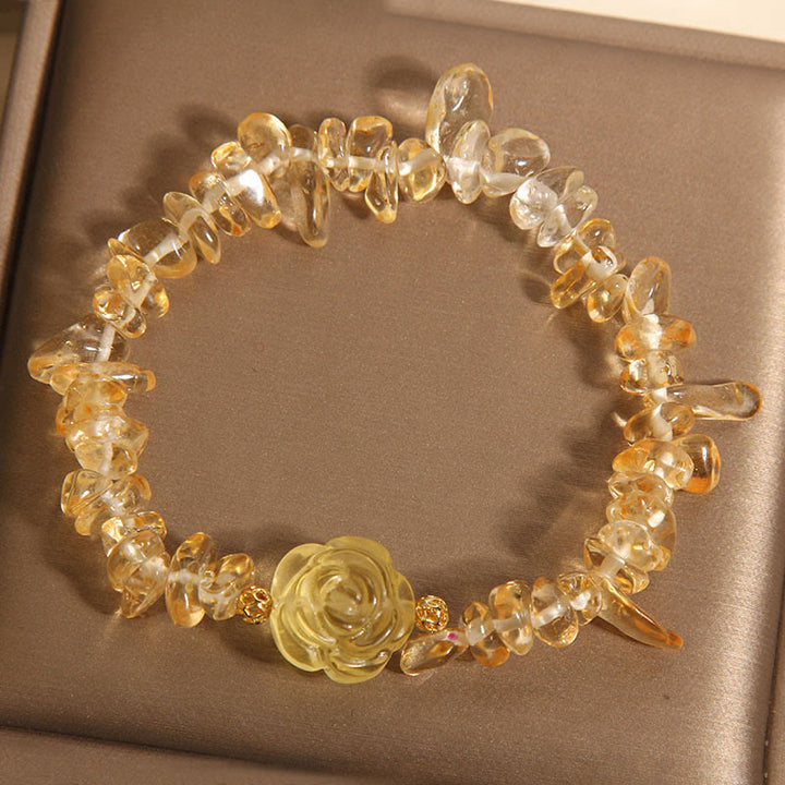 Bracelet de plaisir en perles irrégulières de citrine naturelle et Buddha Stones