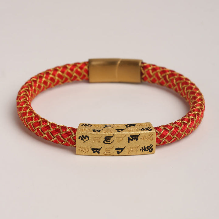 Bracelet tibétain en Buddha Stones , Om Mani Padme Hum, corde de différentes couleurs, fil d'or, nœud en diamant, boucle porte-bonheur