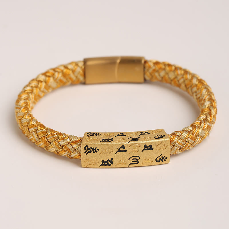 Bracelet tibétain en Buddha Stones , Om Mani Padme Hum, corde de différentes couleurs, fil d'or, nœud en diamant, boucle porte-bonheur