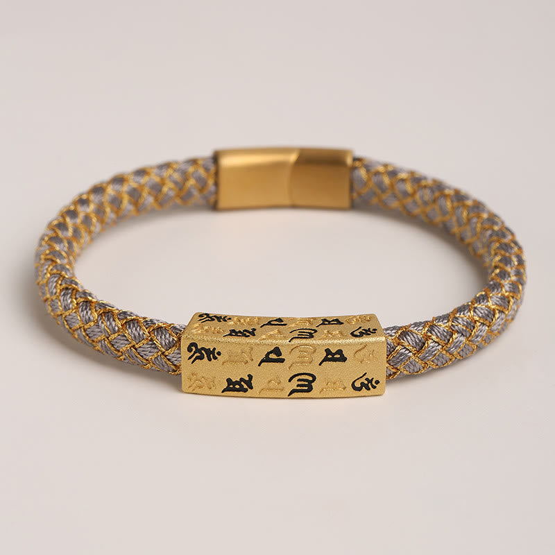 Bracelet tibétain en Buddha Stones , Om Mani Padme Hum, corde de différentes couleurs, fil d'or, nœud en diamant, boucle porte-bonheur