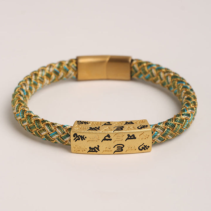Bracelet tibétain en Buddha Stones , Om Mani Padme Hum, corde de différentes couleurs, fil d'or, nœud en diamant, boucle porte-bonheur