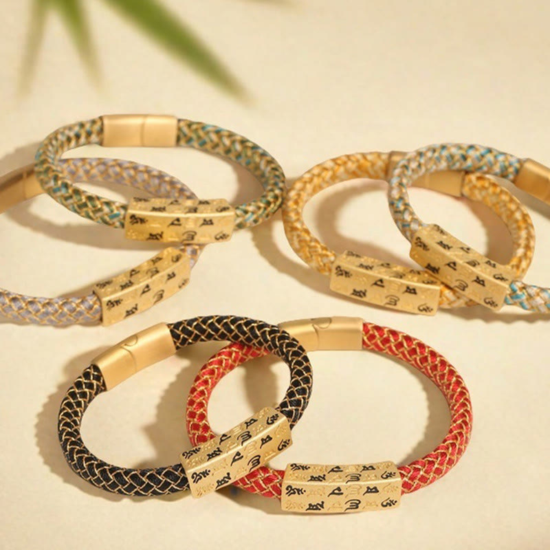 Bracelet tibétain en Buddha Stones , Om Mani Padme Hum, corde de différentes couleurs, fil d'or, nœud en diamant, boucle porte-bonheur