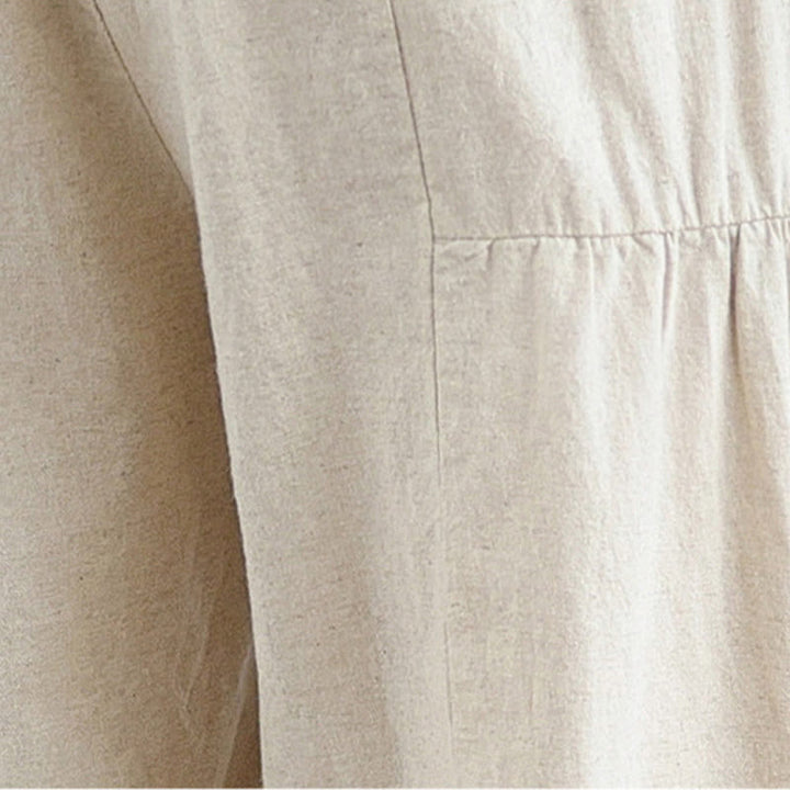 Pantalon large décontracté en coton et lin avec dentelle et poches pour femme - image 8