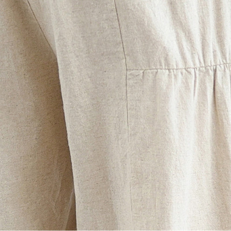 Pantalon large décontracté en coton et lin avec dentelle et poches pour femme - image 8