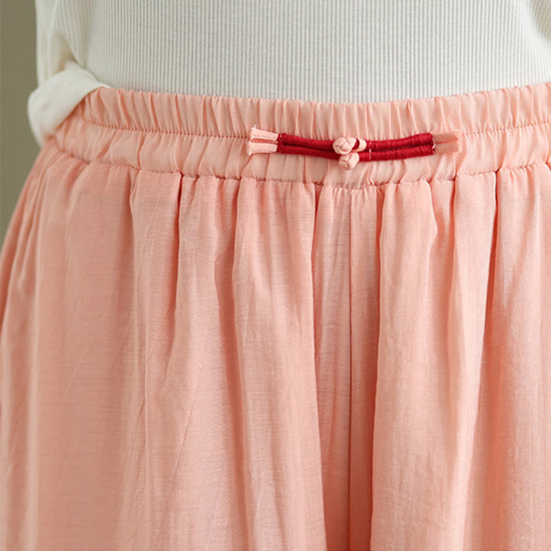 Pantalon large décontracté vintage en coton et lin avec poches pour femme, style Buddha Stones, avec ourlet fendu sur le côté