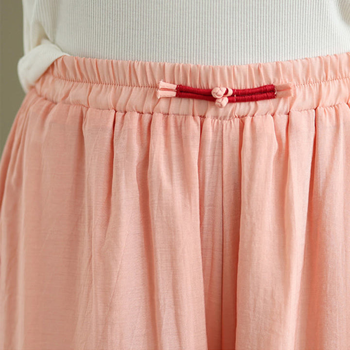 Pantalon large décontracté vintage en coton et lin avec poches pour femme, style Buddha Stones, avec ourlet fendu sur le côté