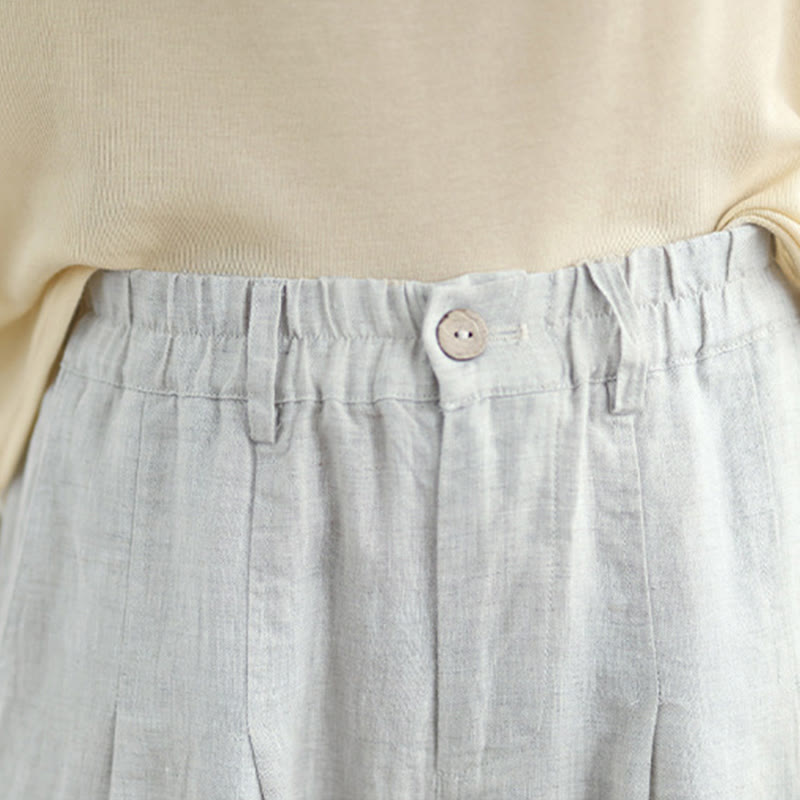 Pantalon Buddha Stones décontracté d'été en coton et lin pour femme, couleur unie, taille haute, avec poches - image 5