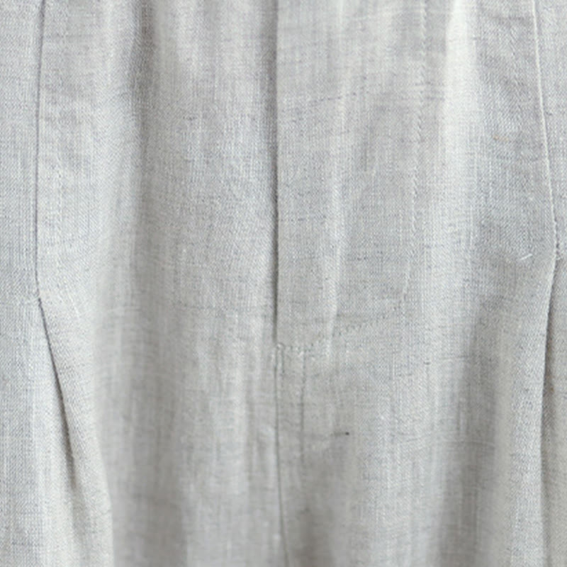 Pantalon Buddha Stones décontracté d'été en coton et lin pour femme, couleur unie, taille haute, avec poches