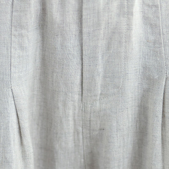 Pantalon Buddha Stones décontracté d'été en coton et lin pour femme, couleur unie, taille haute, avec poches