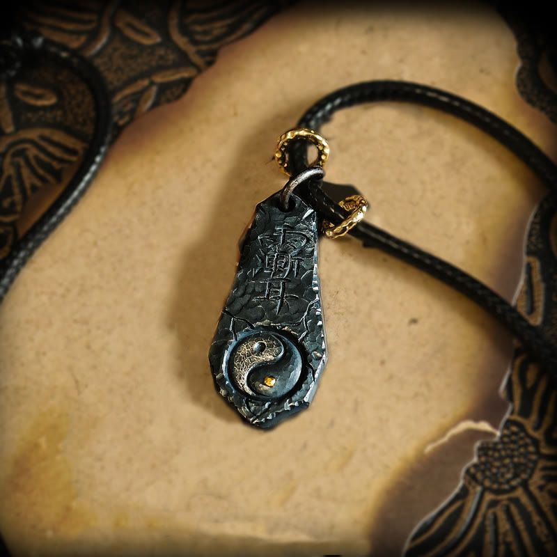 Collier pendentif harmonieux en argent sterling 999 et or 24 carats Buddha Stones et motif Yin et Yang de la Grande Ourse - image 2