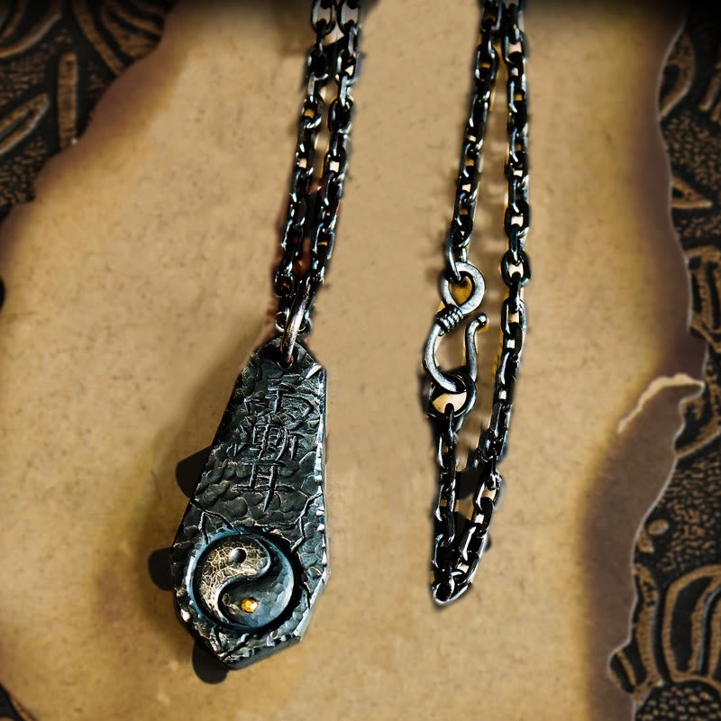 Collier pendentif harmonieux en argent sterling 999 et or 24 carats Buddha Stones et motif Yin et Yang de la Grande Ourse - Chaîne en argent sterling 999 - image 9