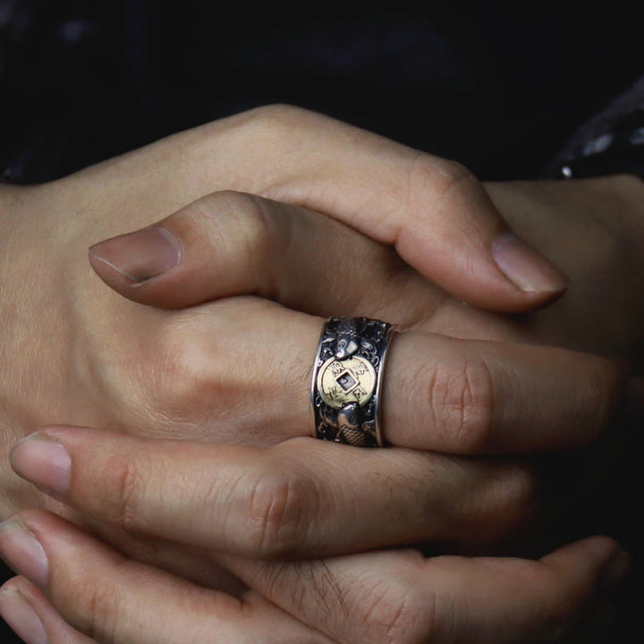 Bague en argent sterling 925 avec Buddha Stones et ouverture réglable, motif poisson koï porte-bonheur, pièce de cuivre, nuages de bon augure
