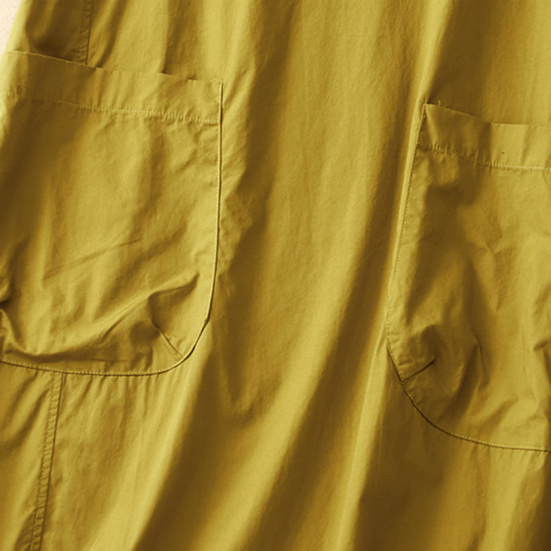 Robe mi-longue d'été à Buddha Stones ras du cou et manches courtes avec poches - image 18