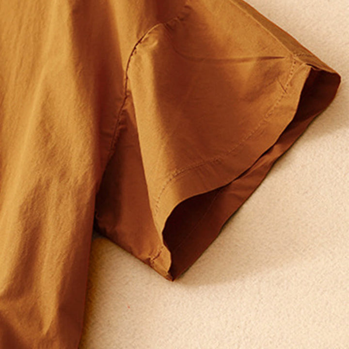 Robe mi-longue d'été à Buddha Stones ras du cou et manches courtes avec poches - image 2