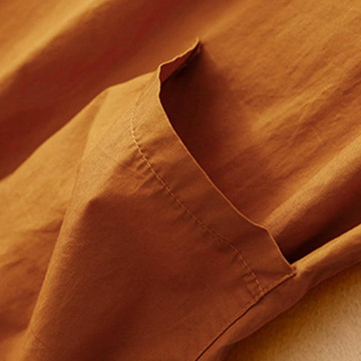 Robe mi-longue d'été à Buddha Stones ras du cou et manches courtes avec poches - image 3