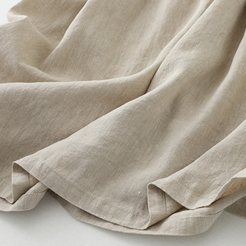 Robe mi-longue décontractée sans manches à col en V et boutons simples, couleur pure, motif Buddha Stones
