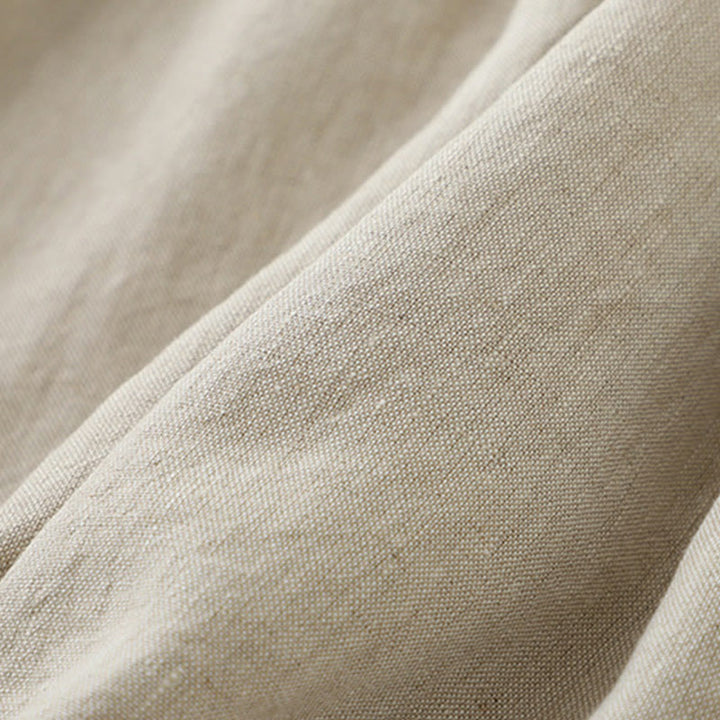 Robe mi-longue décontractée sans manches à col en V et boutons simples, couleur pure, motif Buddha Stones