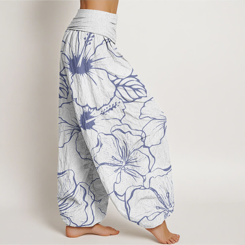Pantalon sarouel à taille élastique pour femme, motif fleurs de gloire du matin et Buddha Stones - image 6