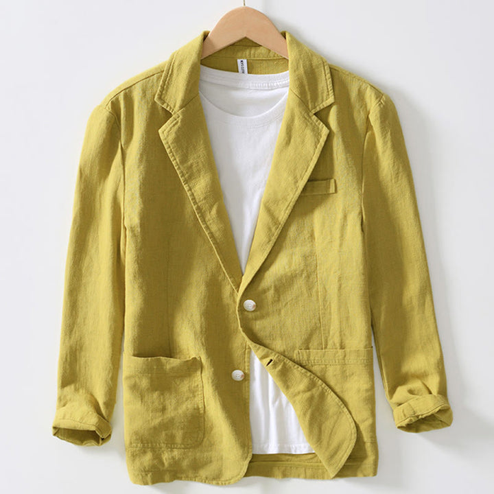 Chemise à manches longues et patte de boutonnage pour homme, motif Buddha Stones , en coton et lin, avec poches - Jaune - US/UK/AU44，EU54 (4XL) - image 21