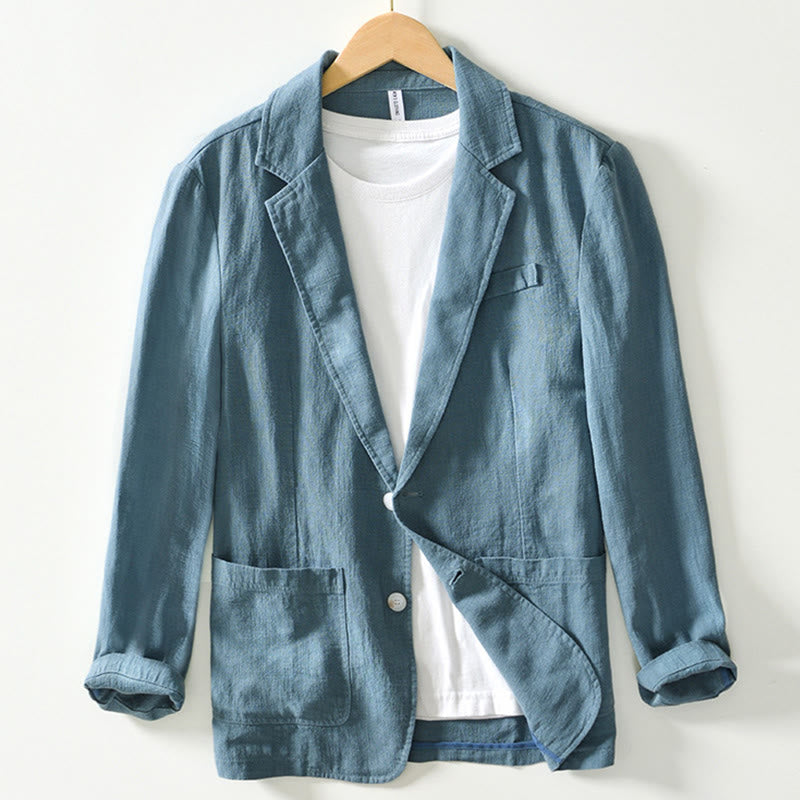 Chemise à manches longues et patte de boutonnage pour homme, motif Buddha Stones , en coton et lin, avec poches - Cyan foncé - US/UK/AU44，EU54 (4XL) - image 0