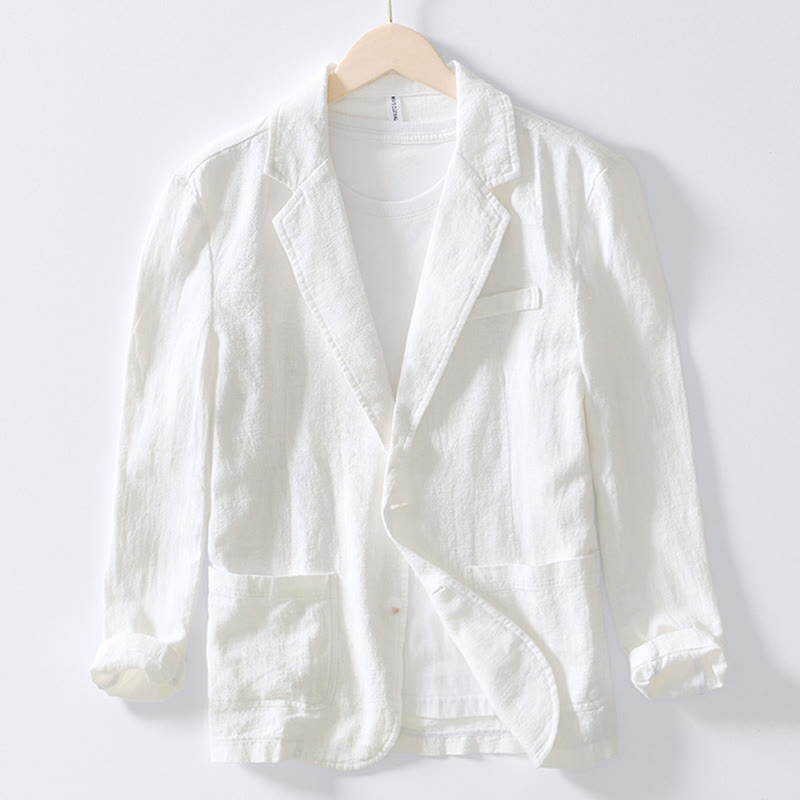 Chemise à manches longues et patte de boutonnage pour homme, motif Buddha Stones , en coton et lin, avec poches - Blanc - US/UK/AU44，EU54 (4XL) - image 5