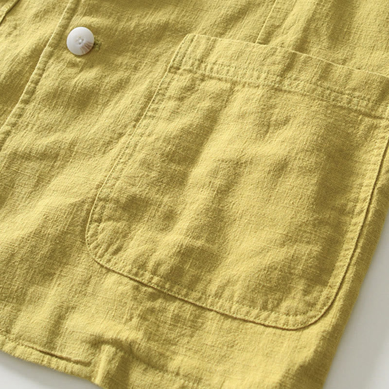 Chemise à manches longues et patte de boutonnage pour homme, motif Buddha Stones , en coton et lin, avec poches - image 24