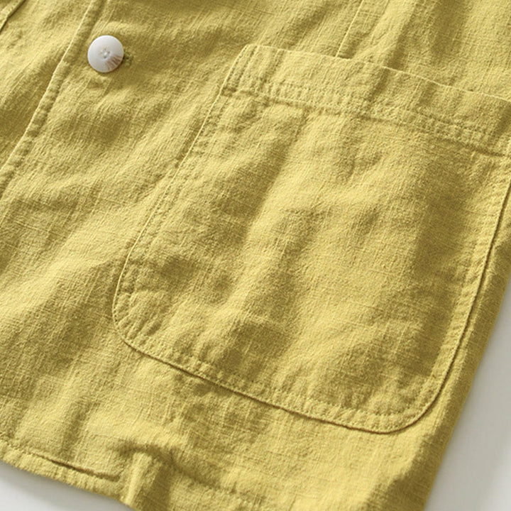 Chemise à manches longues et patte de boutonnage pour homme, motif Buddha Stones , en coton et lin, avec poches - image 24