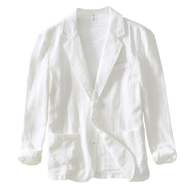 Chemise à manches longues et patte de boutonnage pour homme, motif Buddha Stones , en coton et lin, avec poches - image 9