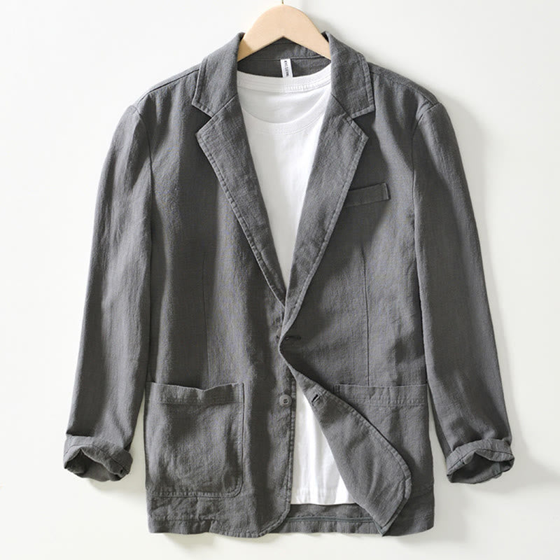 Chemise à manches longues et patte de boutonnage pour homme, motif Buddha Stones , en coton et lin, avec poches - Gris ardoise - US/UK/AU44，EU54 (4XL) - image 27