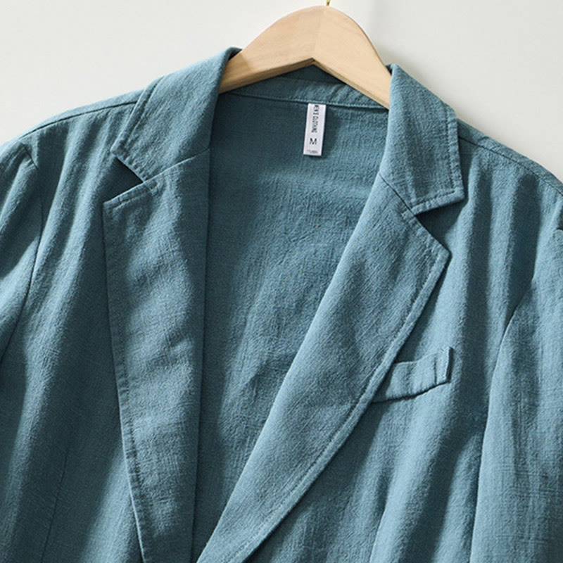 Chemise à manches longues et patte de boutonnage pour homme, motif Buddha Stones , en coton et lin, avec poches - image 1