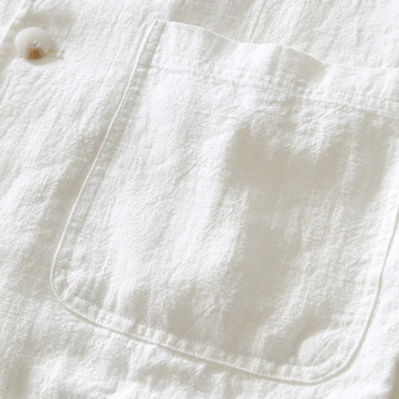 Chemise à manches longues et patte de boutonnage pour homme, motif Buddha Stones , en coton et lin, avec poches - image 7