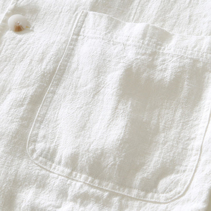 Chemise à manches longues et patte de boutonnage pour homme, motif Buddha Stones , en coton et lin, avec poches - image 7