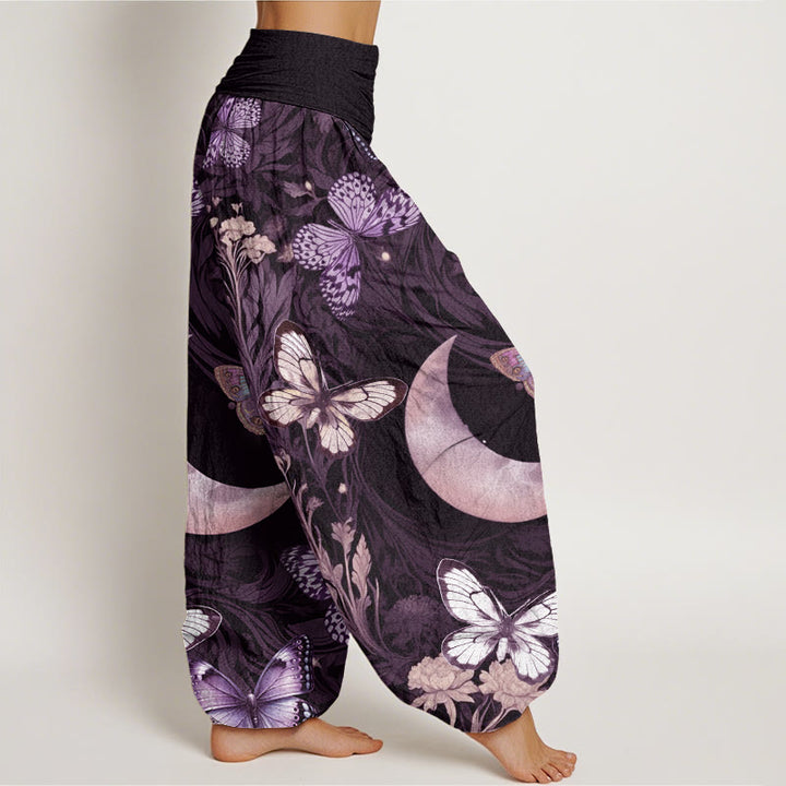 Pantalon sarouel à taille élastique pour femme, motif Buddha Stones, papillons, fleurs, croissant de lune - image 9