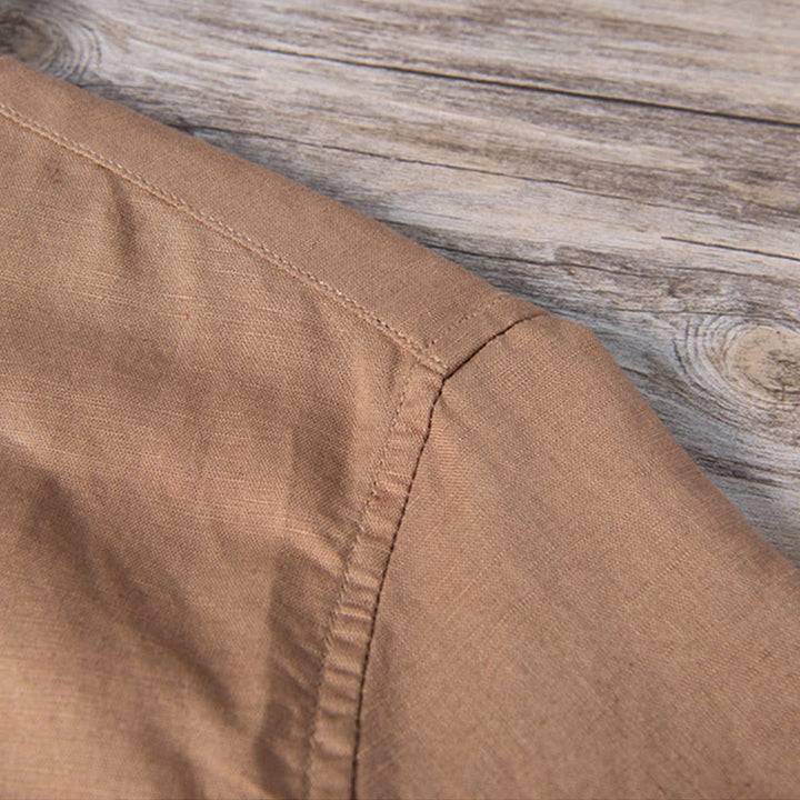 Chemise à manches courtes en coton et lin pour homme, motif Buddha Stones Daily Plain Patch, couleur assortie - image 14