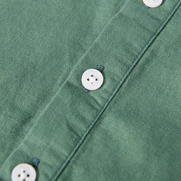 Chemise à manches courtes en coton et lin pour homme, motif Buddha Stones Daily Plain Patch, couleur assortie - image 7